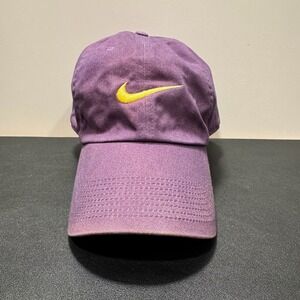 Nike Hat Cap Purple Yellow Swoosh Heritage 86 Strap Back Outdoor Casual OSFA